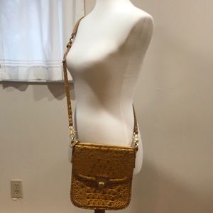 Brahmin mustard color, reptile texture, crossbody